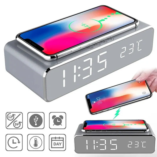 Enhance Your Space with a Wireless Charger Time Alarm Clock LED Digital Thermometer