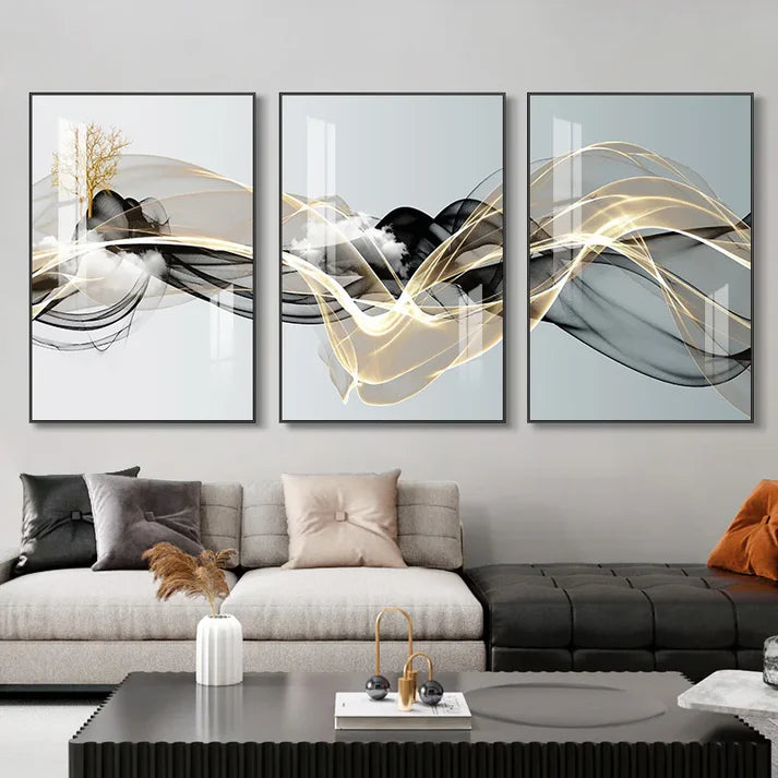 Elevate Your Space with the Nordic Luxury Ribbon Abstract Art