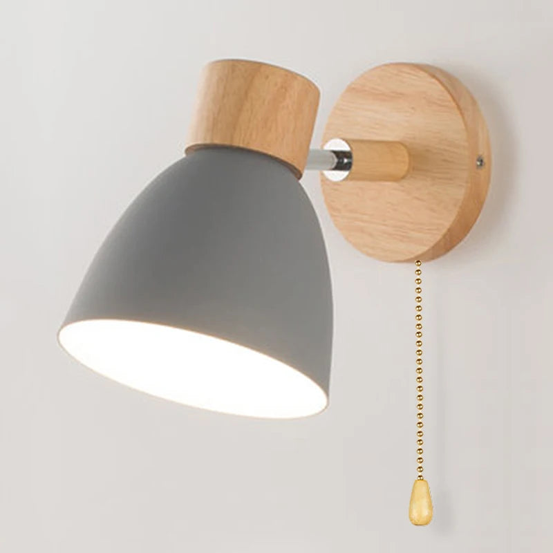 Wooden  Wall Lamp With Switch Modern Wall Sconce