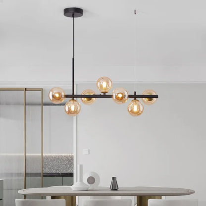 Modern LED Pendant Gold Light Glass Ball 11 Heads Hanging Lamp