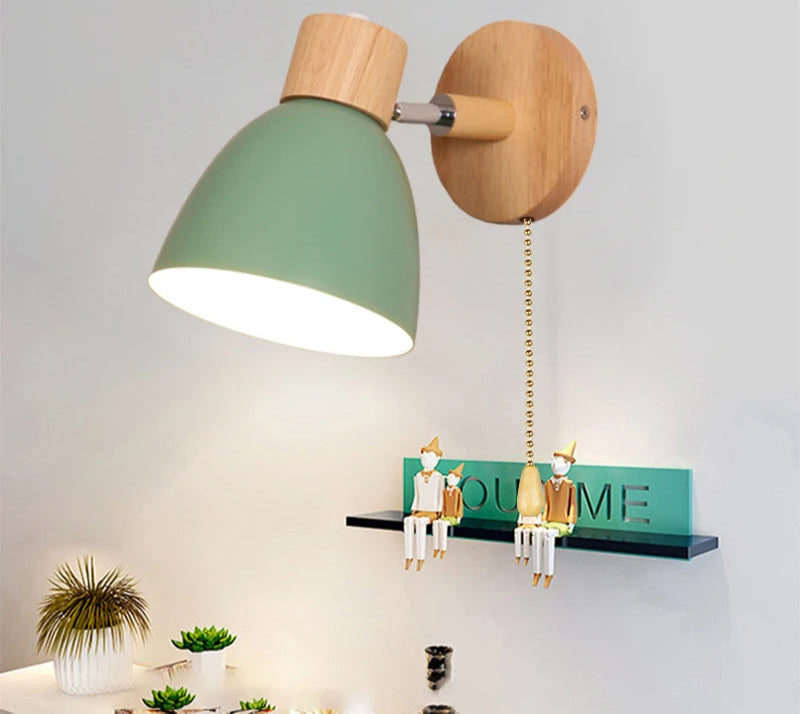 Wooden  Wall Lamp With Switch Modern Wall Sconce