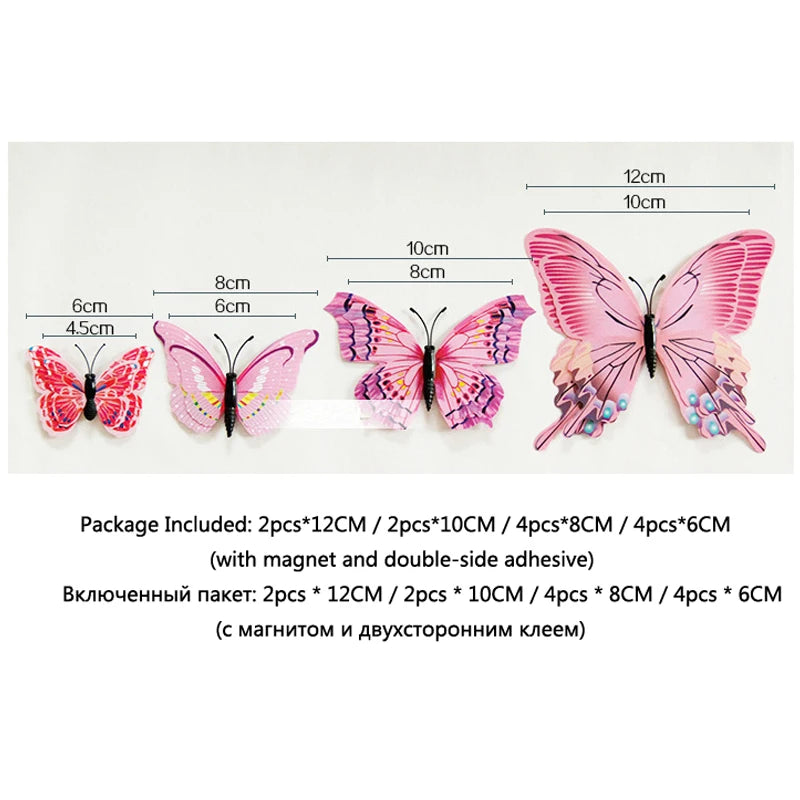 12Pcs Double Layer 3D Butterfly