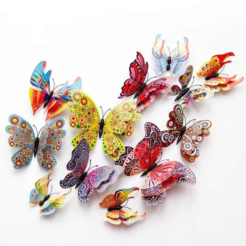 12Pcs Double Layer 3D Butterfly