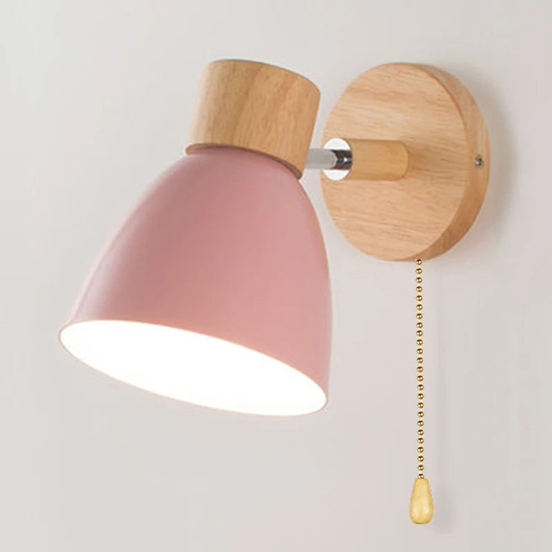 Wooden  Wall Lamp With Switch Modern Wall Sconce