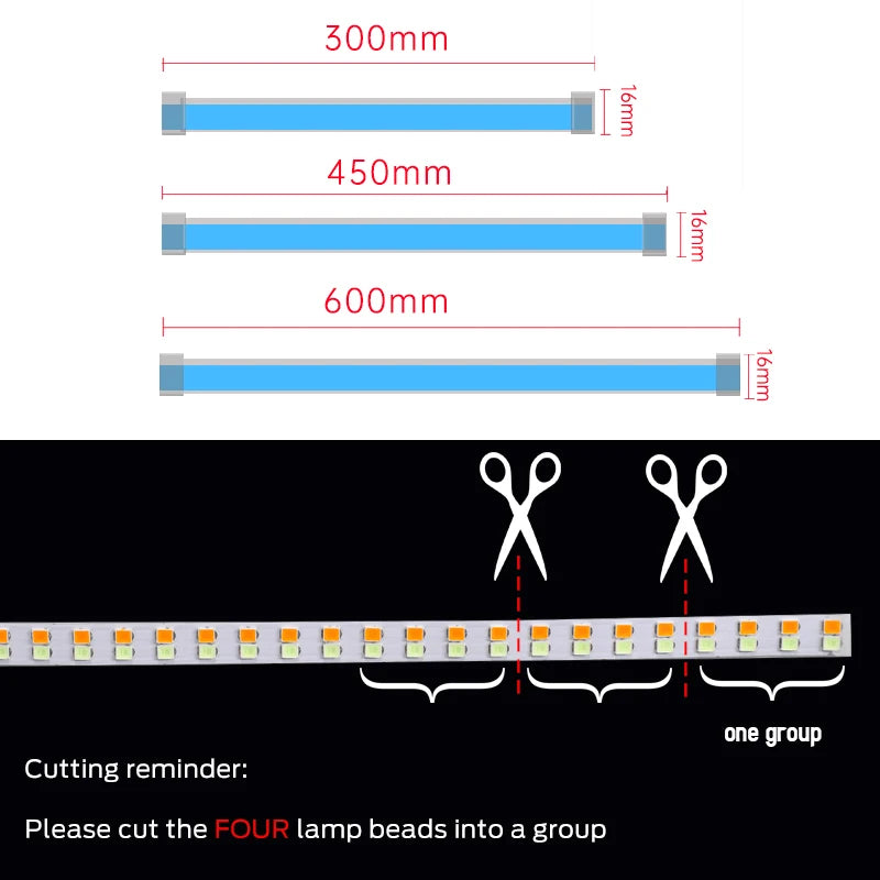 2pcs LED DRL Car Daytime Running Light Flexible Waterproof Strip