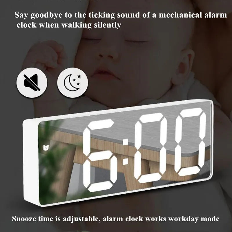 Acrylic/Mirror Digital Alarm Clock Voice Control