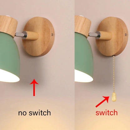 Wooden  Wall Lamp With Switch Modern Wall Sconce