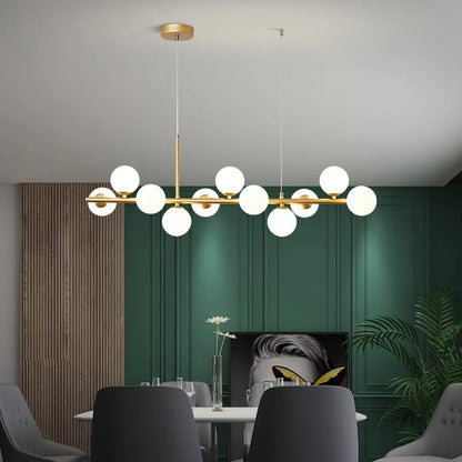 Modern LED Pendant Gold Light Glass Ball 11 Heads Hanging Lamp