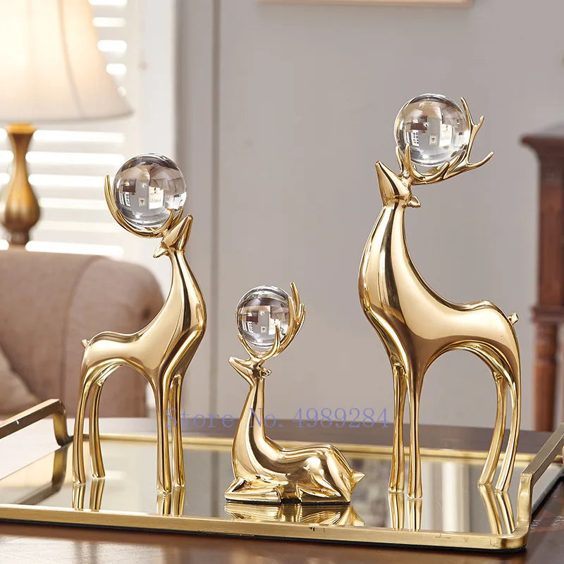 Animal Deer Copper Golden Crystal Ball