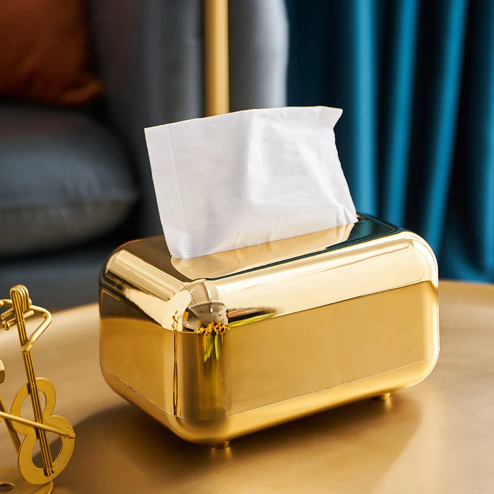 Light Luxury Golden Tissue Box