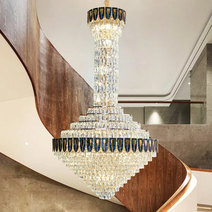 New Villa Living Room Light Luxury Crystal Chandeliers Duplex Building Modern Hall Chandelier