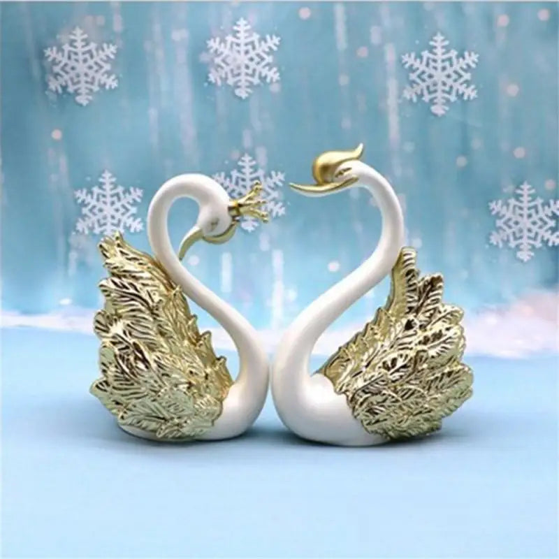 Mini Swan Couple Model Figurine