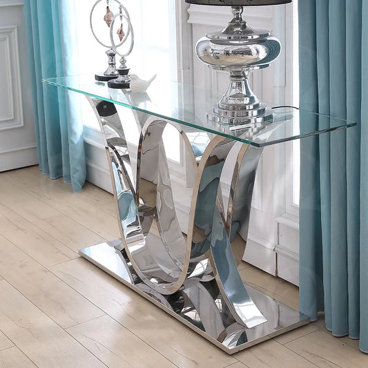 Living room furniture set stainless steel glass top