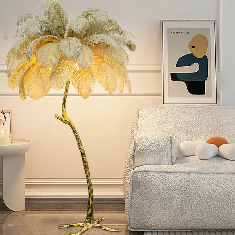 Ostrich Feather Floor Lamp for Living Room