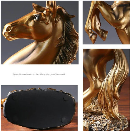 Gold, White, Black Resin Horse Statue