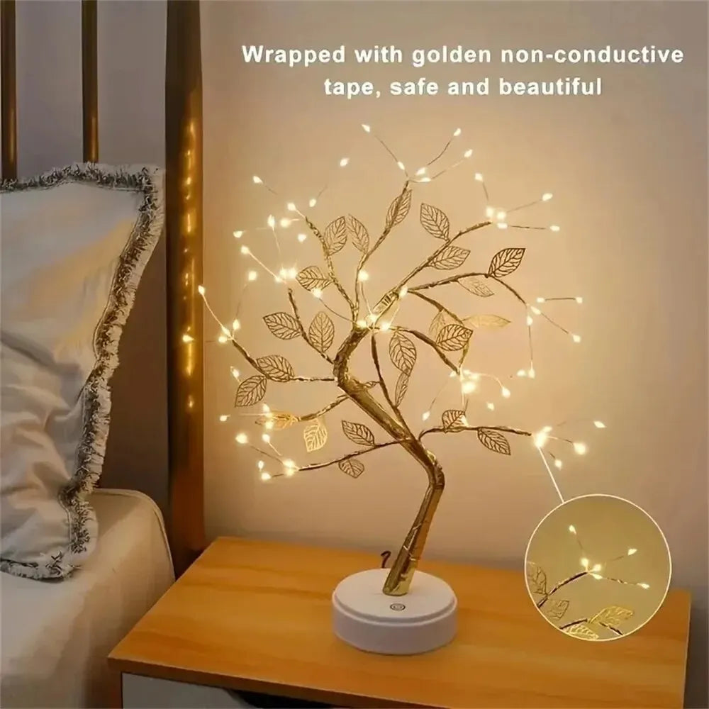 LED Rose Leaf Table Lamp USB Fairy Light Night Lights