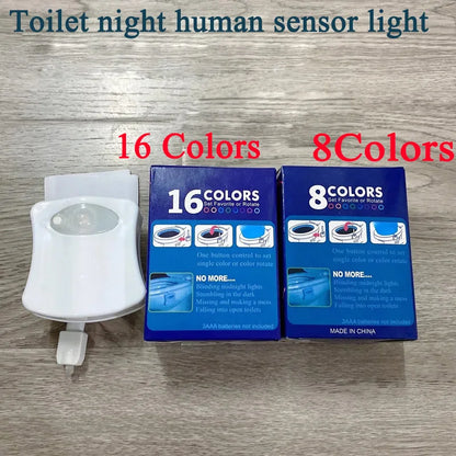 Toilet Seat Smart Motion Sensor Night Light 16/8 Colors Waterproof