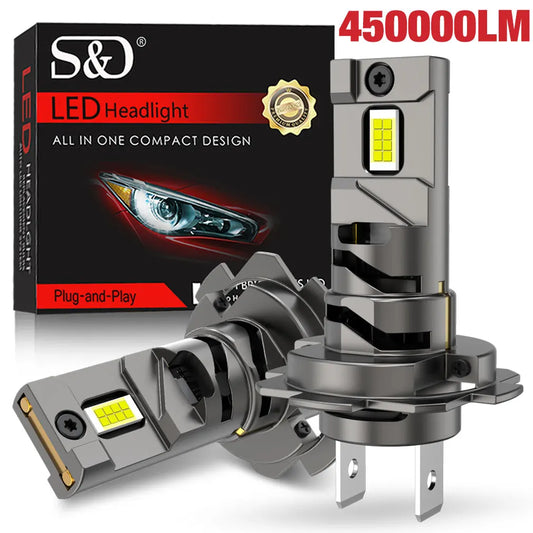 450000LM H7 LED Bulb Headlight Double Copper Tube