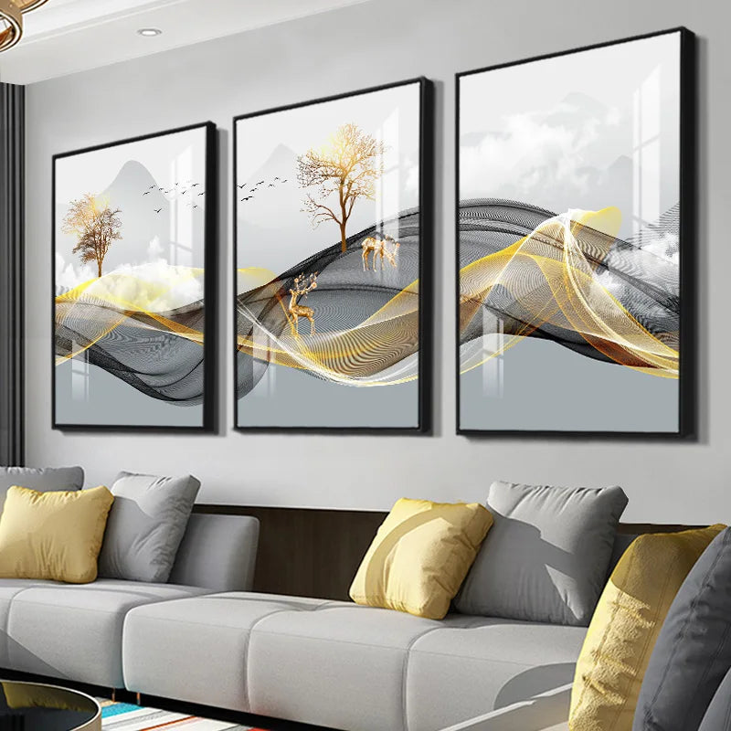  Luxury Ribbon Abstract Landscape Wall Art