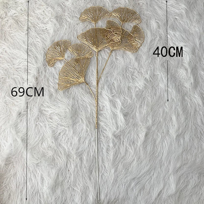 1PC Fan Leaf Netting Artificial Golden Flower