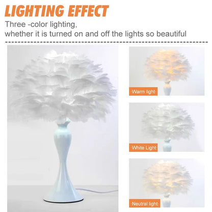 Feather Table Lamp LED Night Light  Modern Creative