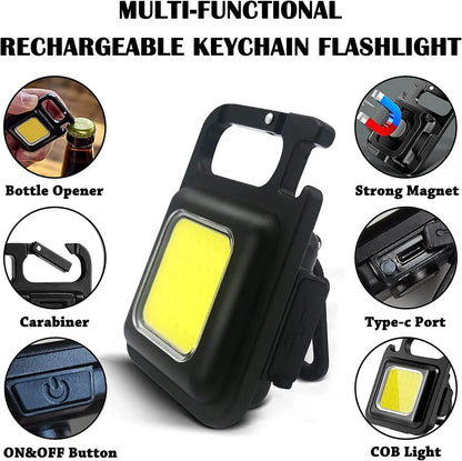 Mini LED 1800LM Flashlight Keychain Multifunctional Portable