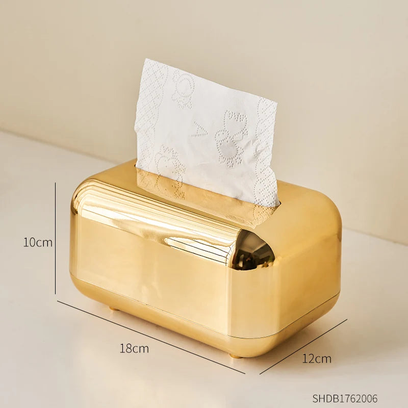 Light Luxury Golden Tissue Box