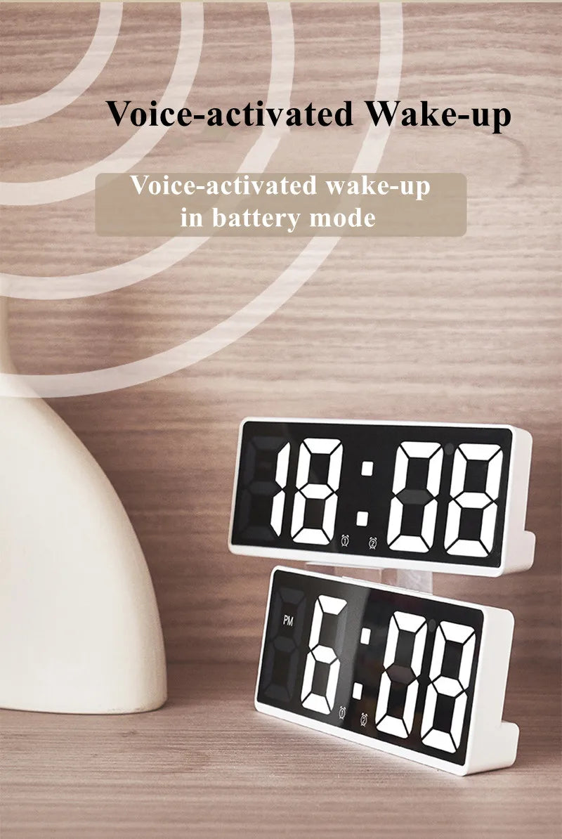 Acrylic/Mirror Digital Alarm Clock Voice Control - Royal Lights & Home Decor