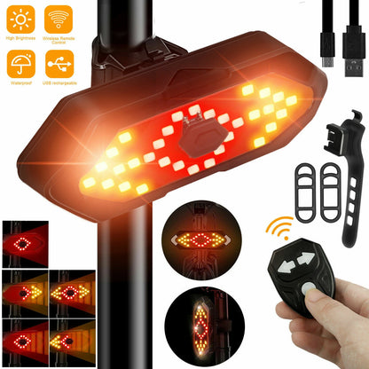 Bike Tail Light with Turn Signals Wireless Remote Control Led Bicycle Rear Light