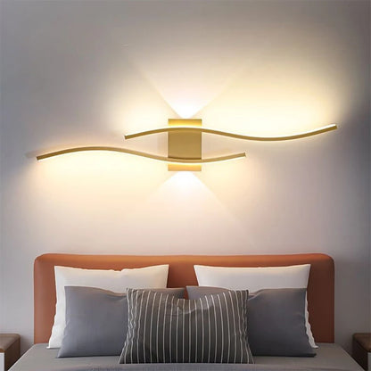 Modern LED Strip Wall Lamp Double Curve with Remote Control