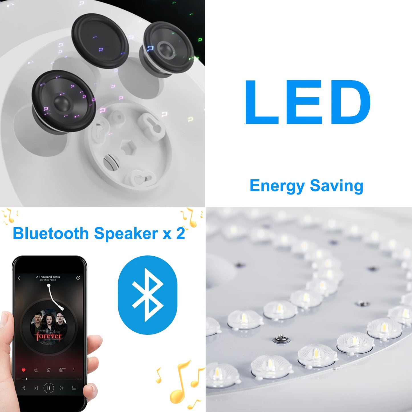 Modern LED Ceiling Lights Bluetooth Speaker Remote Control