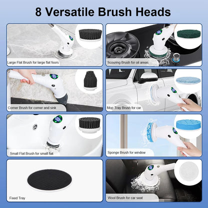 Electric Cleaning Brush 8 in 1 Multifunctional Household Wireless Rotatable