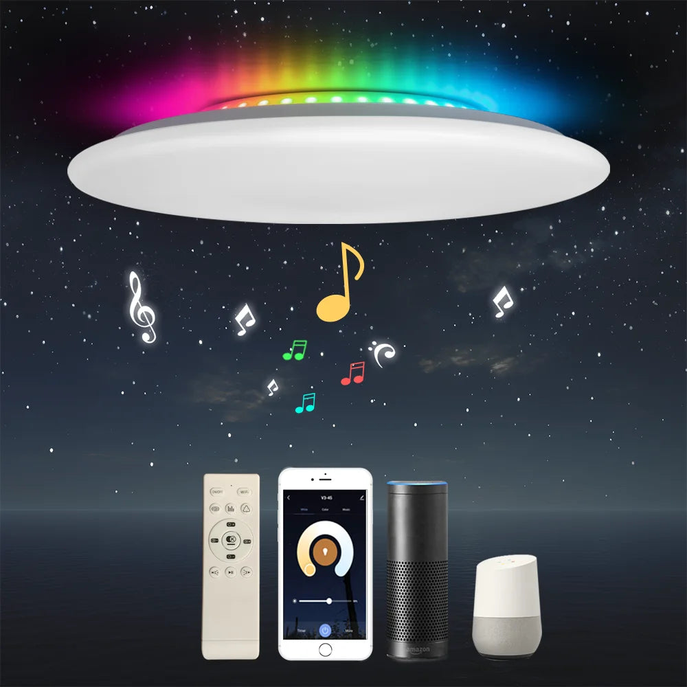 Modern LED Ceiling Lights Bluetooth Speaker Remote Control