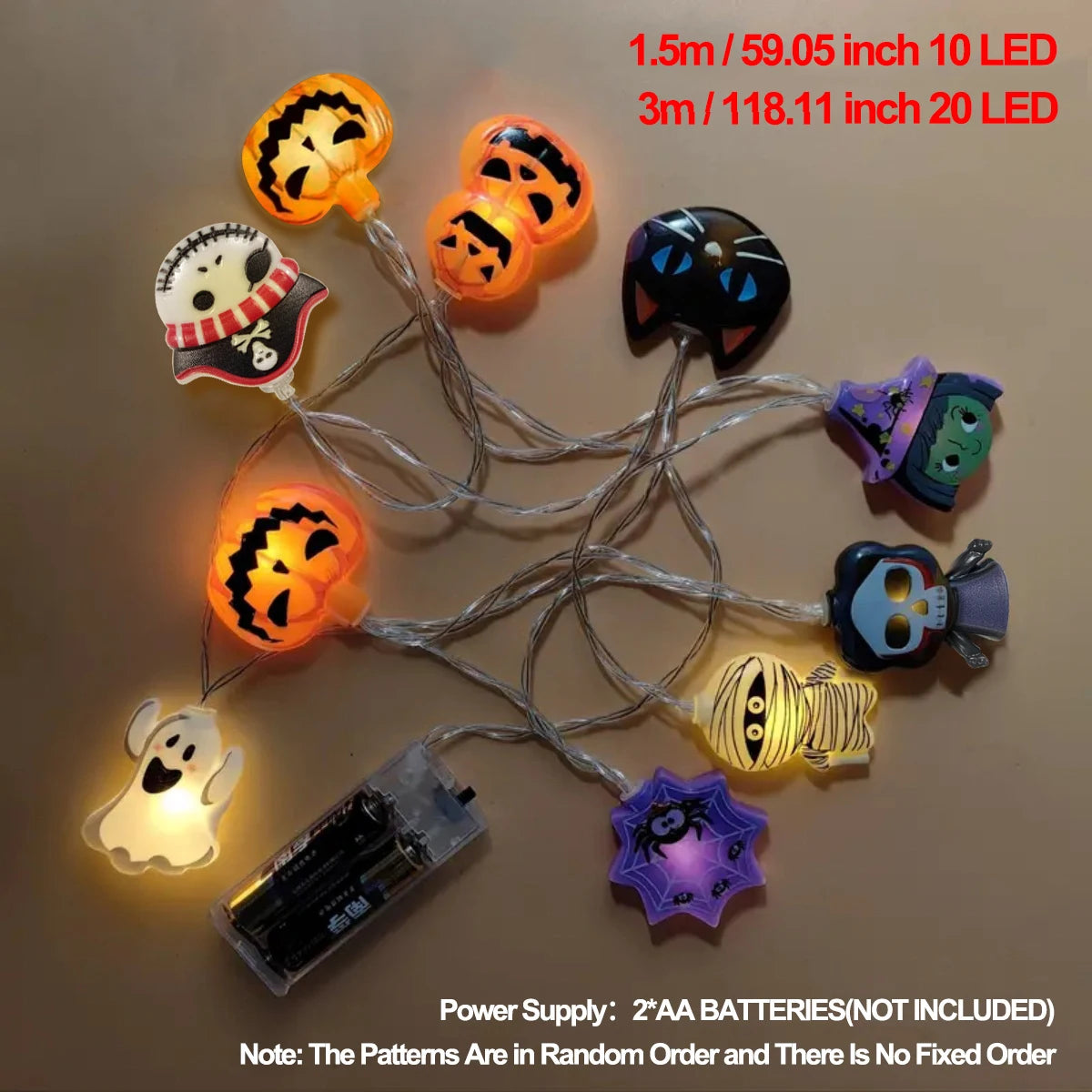 1PC Halloween 10/20 LED Battery Powered String Lights