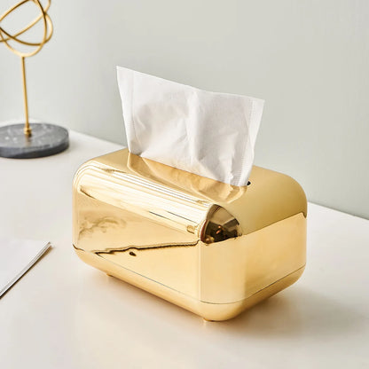 Light Luxury Golden Tissue Box