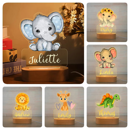 Children Animal Night Light with Custom Name