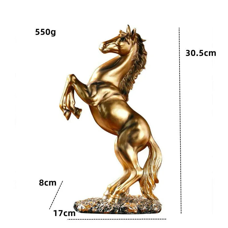 Gold, White, Black Resin Horse Statue