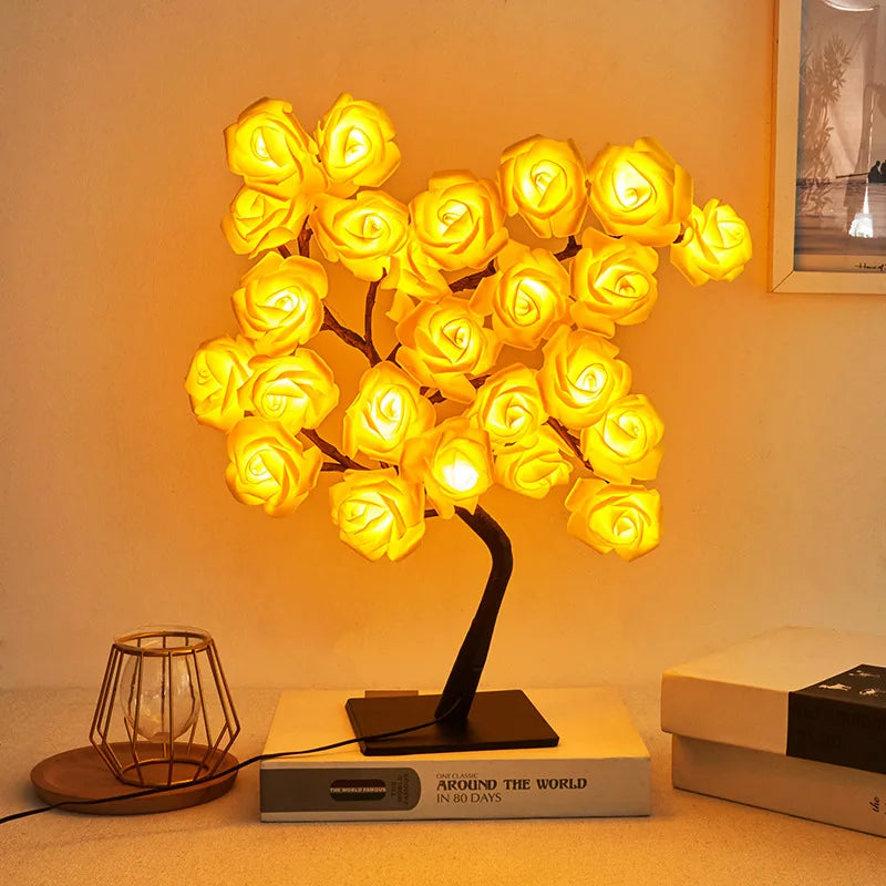 LED Rose Leaf Table Lamp USB Fairy Light Night Lights