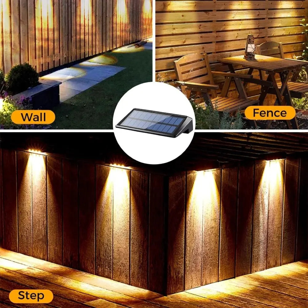 2 Pack Solar Outdoor Waterproof  Lights Wall Lights for Fence Post Yard Pathway