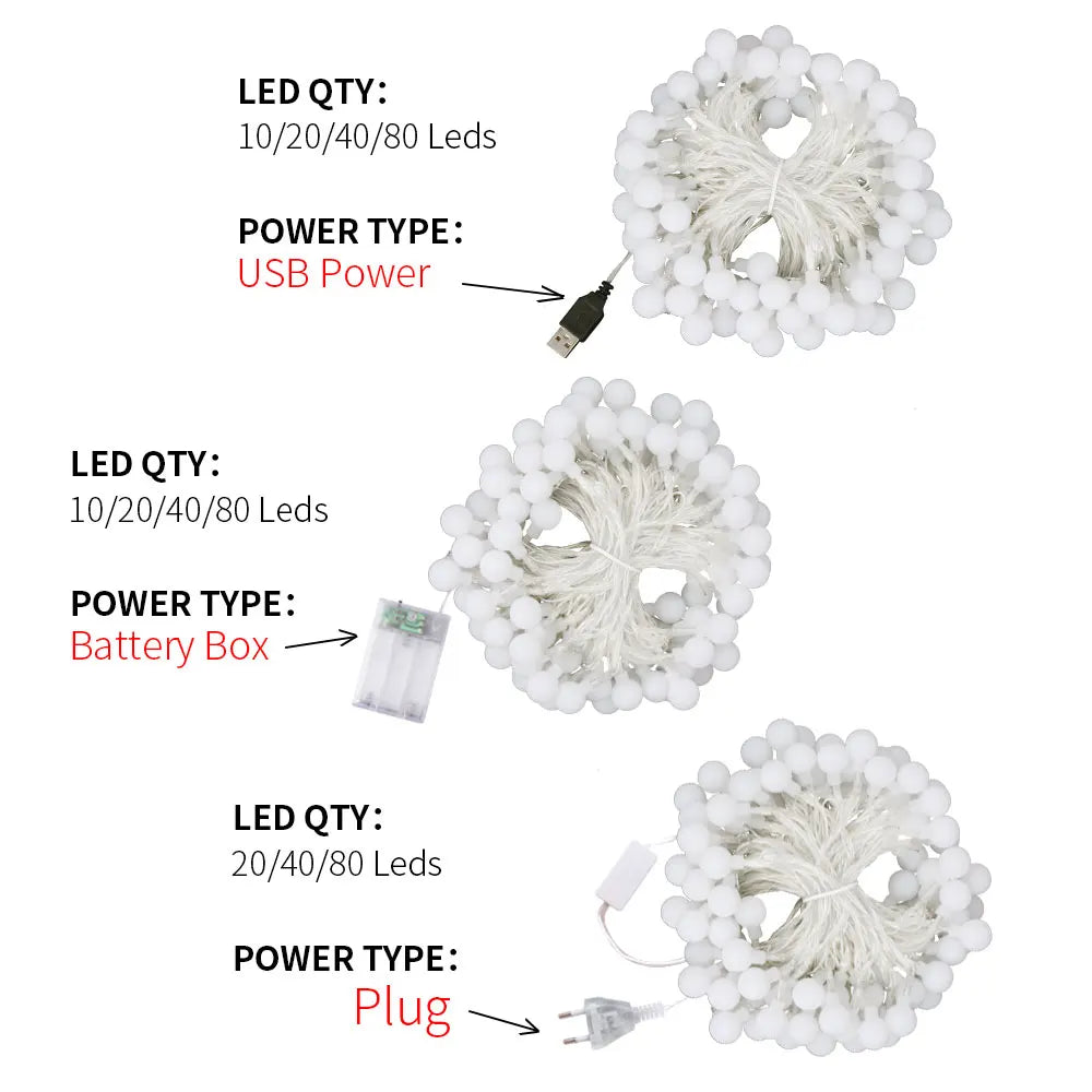 USB/Battery Power LED Ball Lights