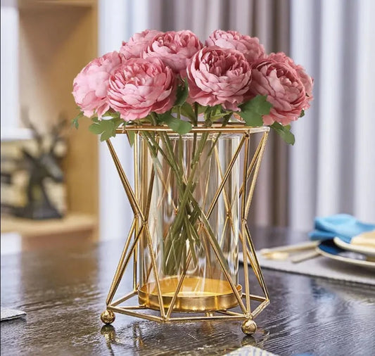 Golden Vase Metal Flowers Pot