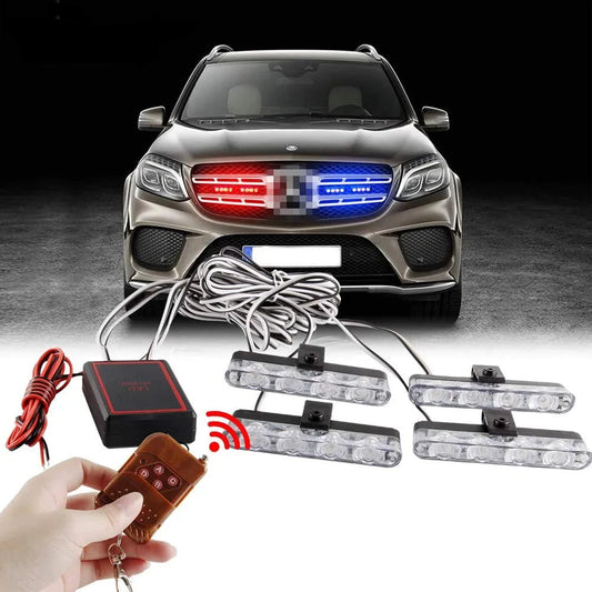 4 In 1 Red Blue Emergency Strobe Lights Police Lights