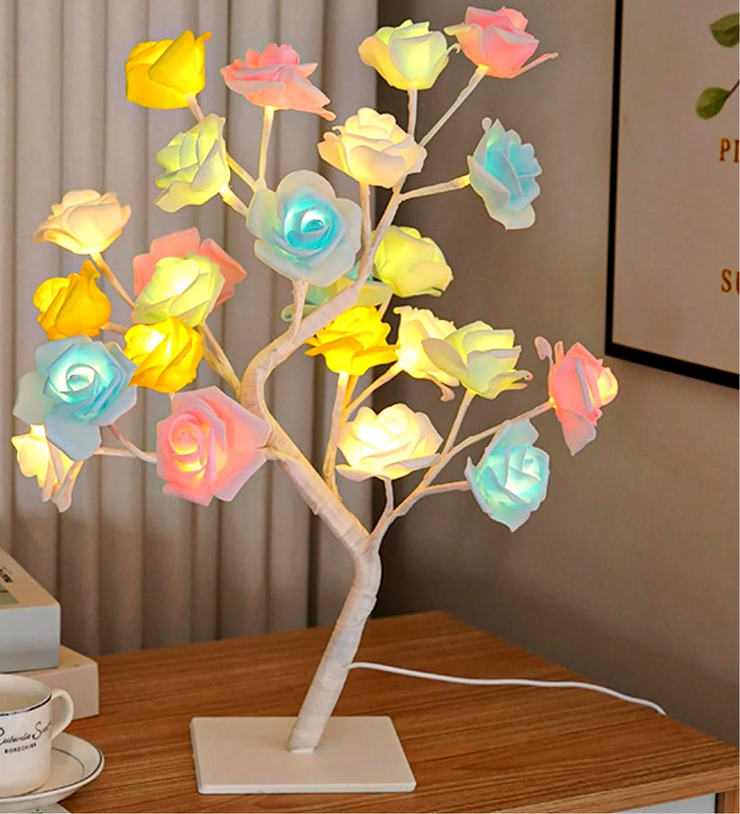 LED Rose Leaf Table Lamp USB Fairy Light Night Lights