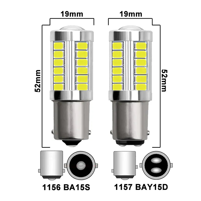 1x P21W Ba15S 1156 Bay15d 1157 Car LED Signal Bulb - Royal Lights & Home Decor