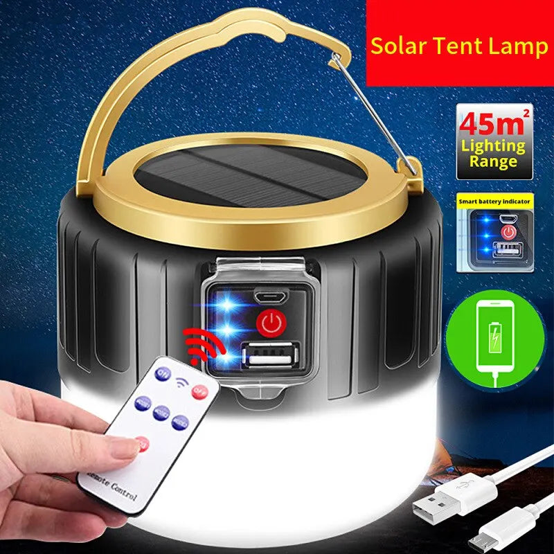 Outdoor Solar LED Camping Lights USB Rechargeable