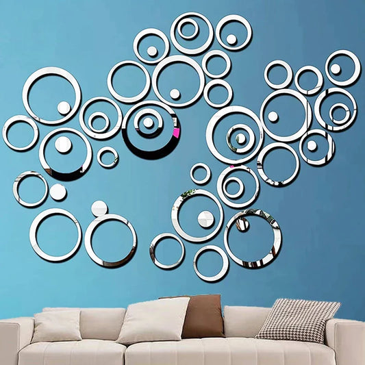 3D Circular Mirror Wall Sticker