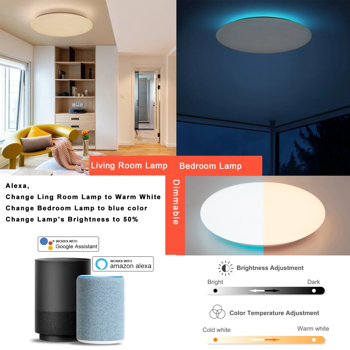 Modern LED Ceiling Lights Bluetooth Speaker Remote Control