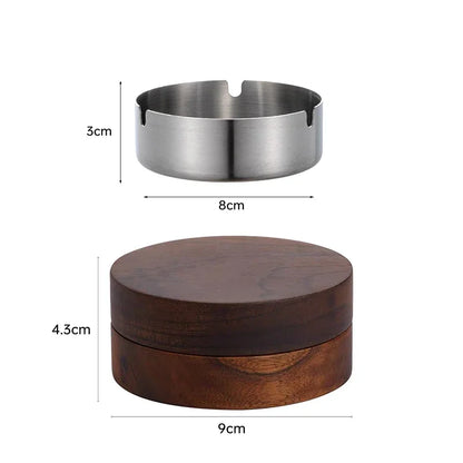 New Creative Ashtrays With Lid Walnut Wood