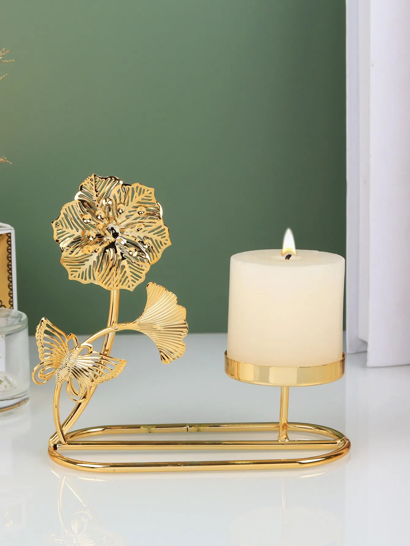 1pc Nordic Gold Ginkgo Leaf Romantic Candle