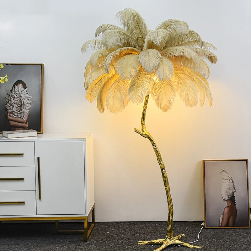 Ostrich Feather Floor Lamp for Living Room